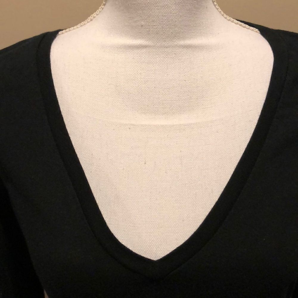 Pookie & Sebastian V Neck Black Longsleeve Shirt - Picture 2 of 5